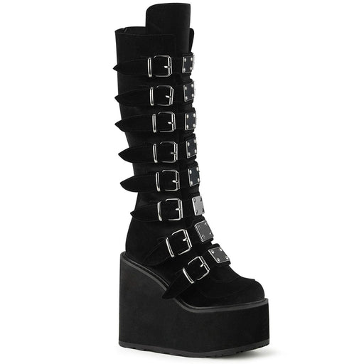 Demonia SWING-815 Knee High Boot (Black Velvet)