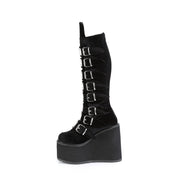 Demonia SWING-815 Knee High Boot (Black Velvet)