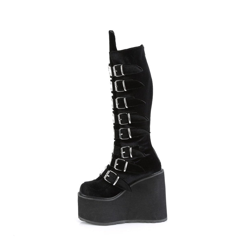 Demonia SWING-815 Knee High Boot (Black Velvet)