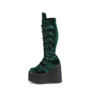 Demonia SWING-815 Knee High Boot (Emerald Velvet)