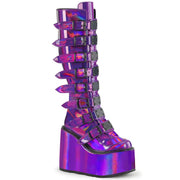 Demonia SWING-815 Knee High Boot (Purple Holographic Patent)