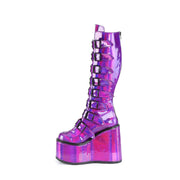 Demonia SWING-815 Knee High Boot (Purple Holographic Patent)