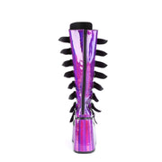 Demonia SWING-815 Knee High Boot (Purple Holographic Patent)