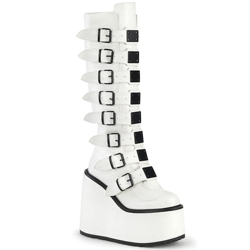 Demonia SWING-815 Knee High Boot (White Vegan Leather)