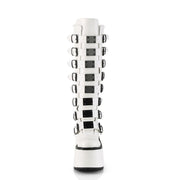 Demonia SWING-815 Knee High Boot (White Vegan Leather)