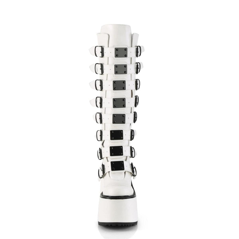 Demonia SWING-815 Knee High Boot (White Vegan Leather)