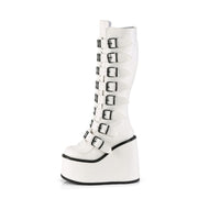 Demonia SWING-815 Knee High Boot (White Vegan Leather)