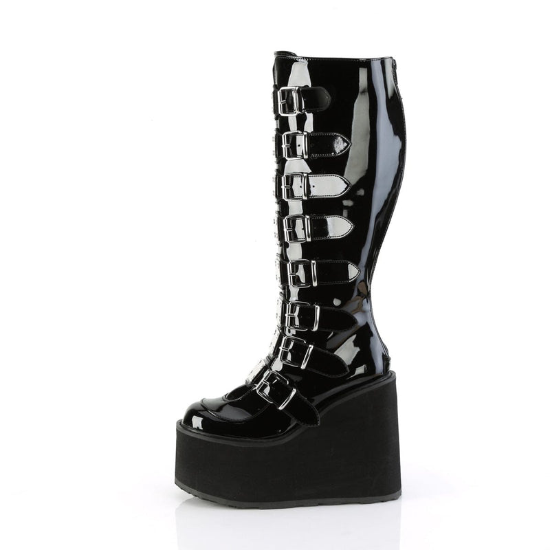Demonia SWING-815WC Knee High Boot (Black Patent)