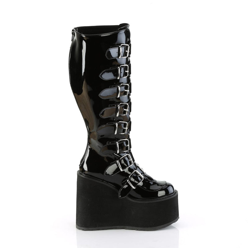 Demonia SWING-815WC Knee High Boot (Black Patent)