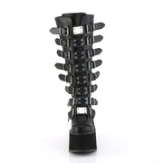 Demonia SWING-815WC Knee High Boot (Black Vegan Leather)