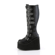 Demonia SWING-815WC Knee High Boot (Black Vegan Leather)