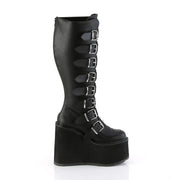 Demonia SWING-815WC Knee High Boot (Black Vegan Leather)