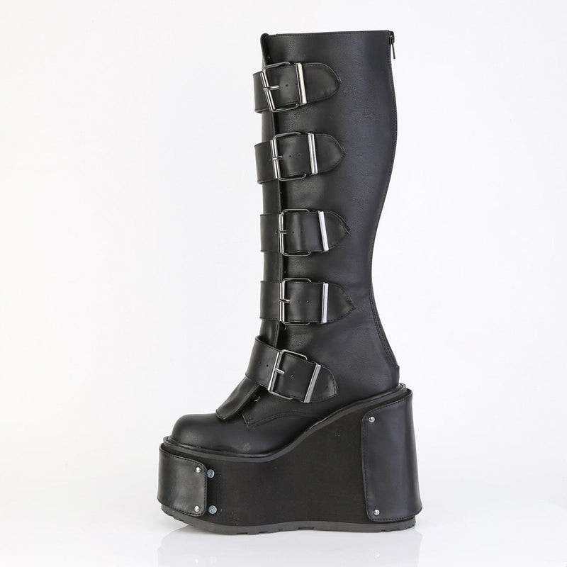 Demonia TRANSFORMER-800 Knee High Boot (Black Vegan Leather)