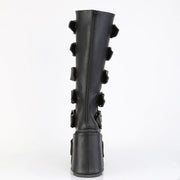 Demonia TRANSFORMER-800 Knee High Boot (Black Vegan Leather)