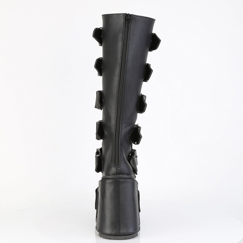 Demonia TRANSFORMER-800 Knee High Boot (Black Vegan Leather)