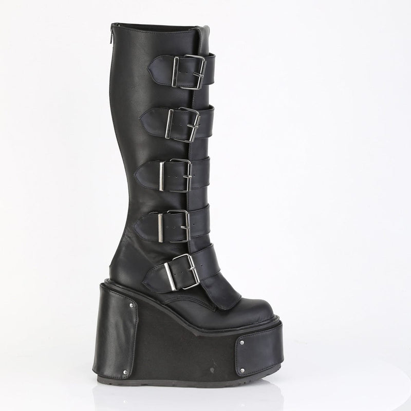 Demonia TRANSFORMER-800 Knee High Boot (Black Vegan Leather)