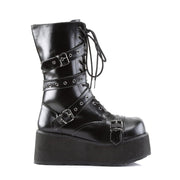 Demonia TRASHVILLE-205 Mid-Calf Boot (Black Vegan Leather)