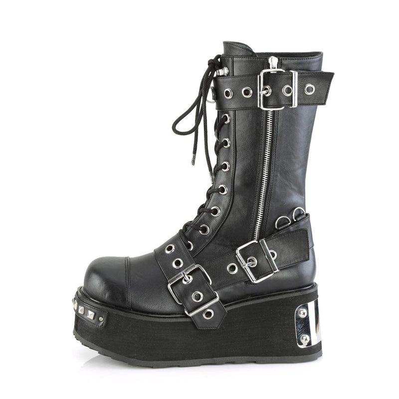 Demonia TRASHVILLE-250 Mid-Calf Boot (Black Vegan Leather)
