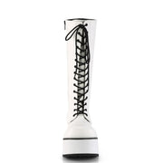 Demonia TRASHVILLE-502 Knee High Boot (White Vegan Leather)