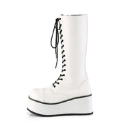 Demonia TRASHVILLE-502 Knee High Boot (White Vegan Leather)