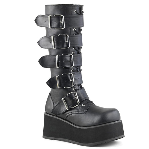 Demonia TRASHVILLE-518 Knee High Boot (Black Vegan Leather)