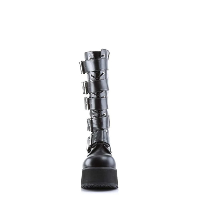 Demonia TRASHVILLE-518 Knee High Boot (Black Vegan Leather)