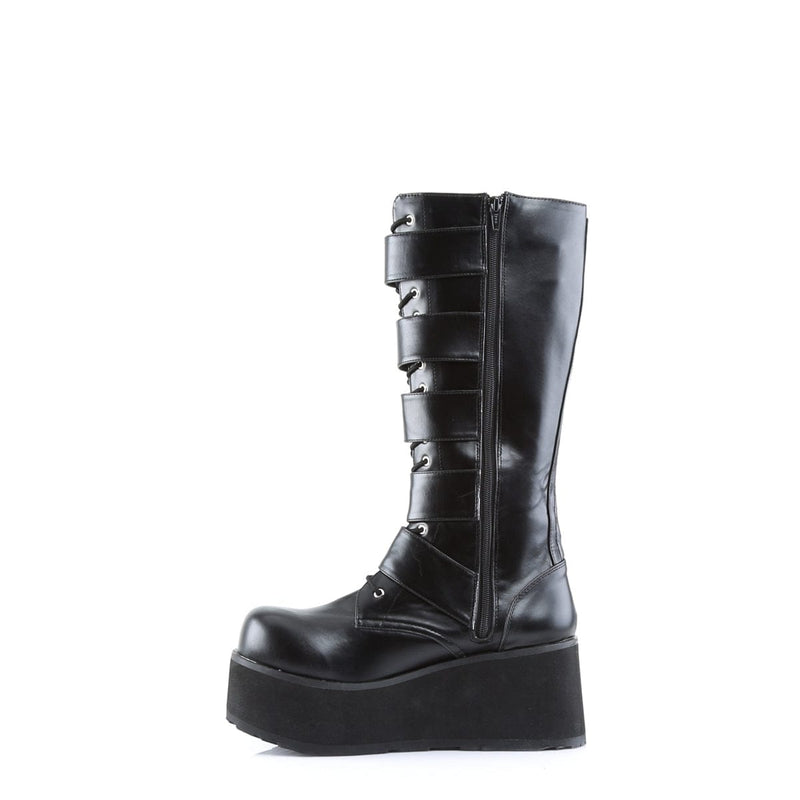 Demonia TRASHVILLE-518 Knee High Boot (Black Vegan Leather)