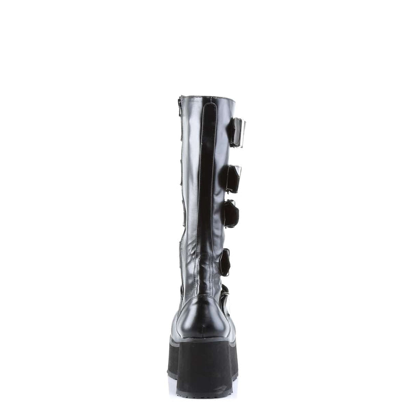 Demonia TRASHVILLE-518 Knee High Boot (Black Vegan Leather)