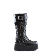 Demonia TRASHVILLE-518 Knee High Boot (Black Vegan Leather)