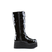 Demonia TRASHVILLE-518 Knee High Boot (Black Vegan Leather)