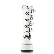 Demonia TRASHVILLE-518 Knee High Boot (White Vegan Leather)