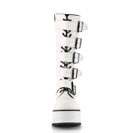 Demonia TRASHVILLE-518 Knee High Boot (White Vegan Leather)