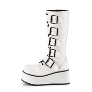 Demonia TRASHVILLE-518 Knee High Boot (White Vegan Leather)