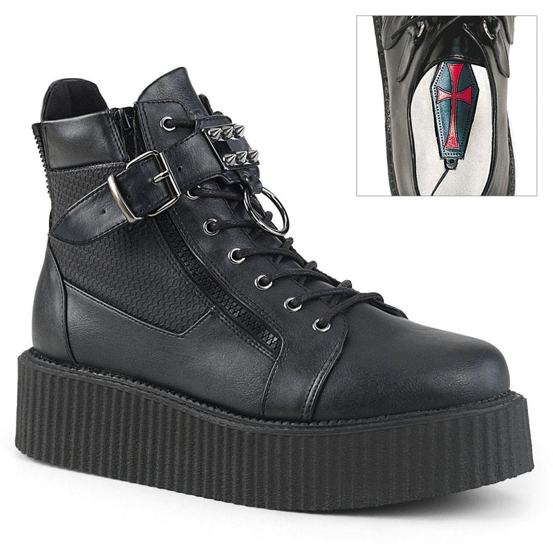 Demonia V-CREEPER-566 Ankle Boot (Black Vegan Leather)
