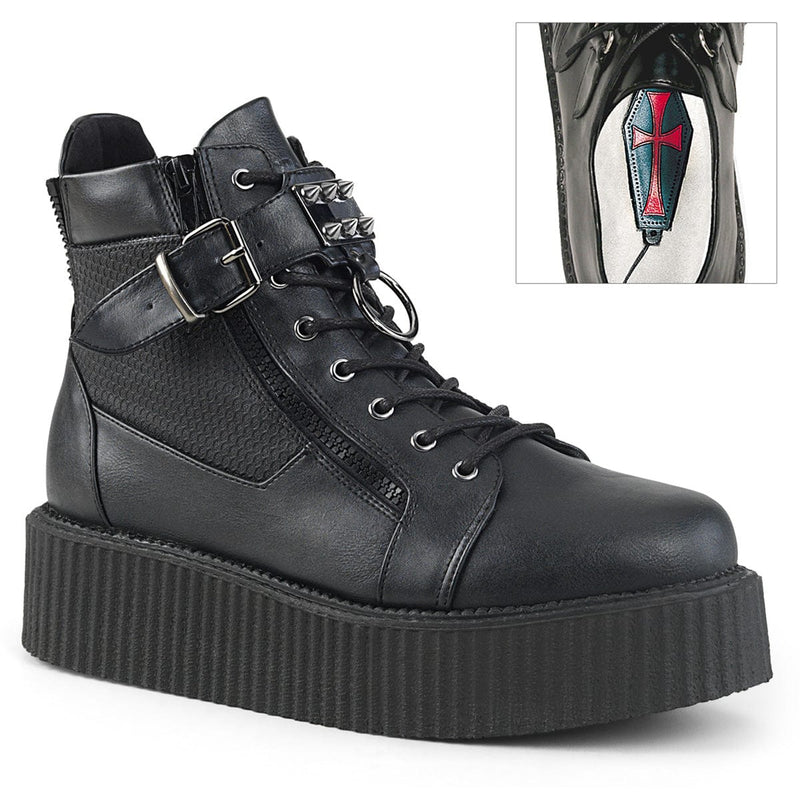 Demonia V-CREEPER-566 Ankle Boot (Black Vegan Leather)