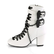 Demonia VIVIKA-128 Ankle Boot (White Vegan Leather)