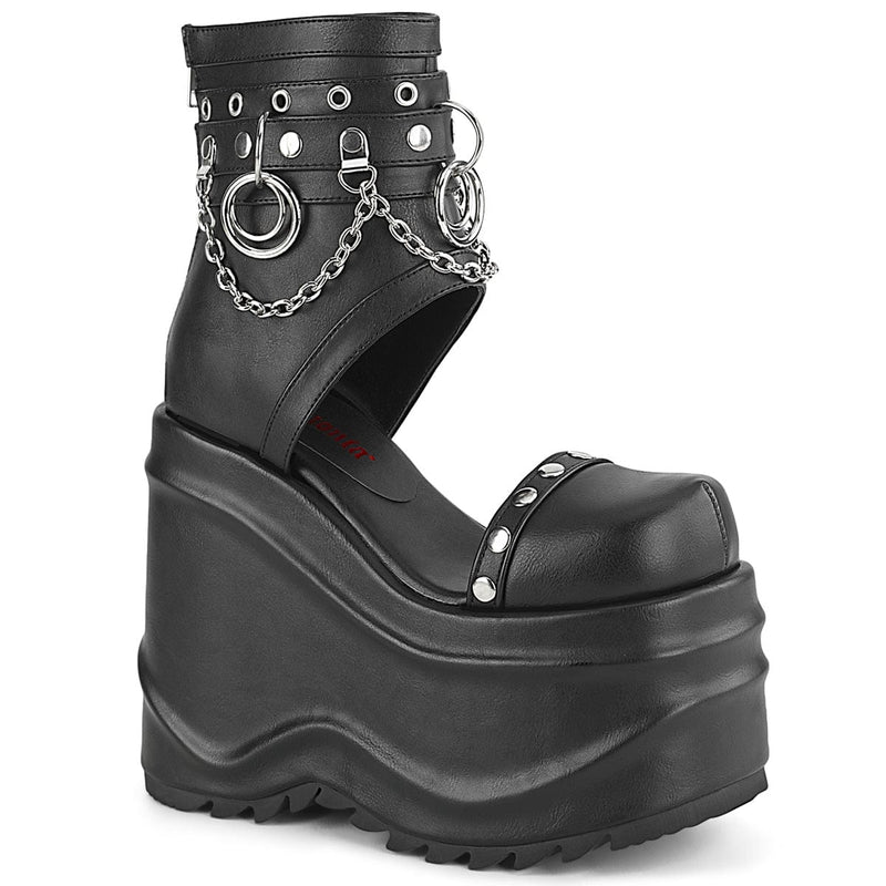 Demonia WAVE-22 Sandal (Black Vegan Leather)