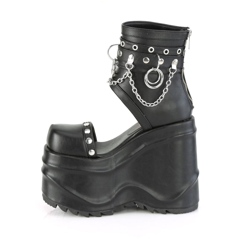 Demonia WAVE-22 Sandal (Black Vegan Leather)