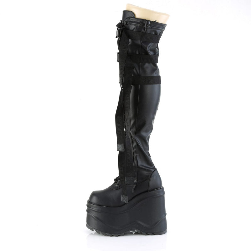 Demonia WAVE-315 Black Stretch Vegan Leather