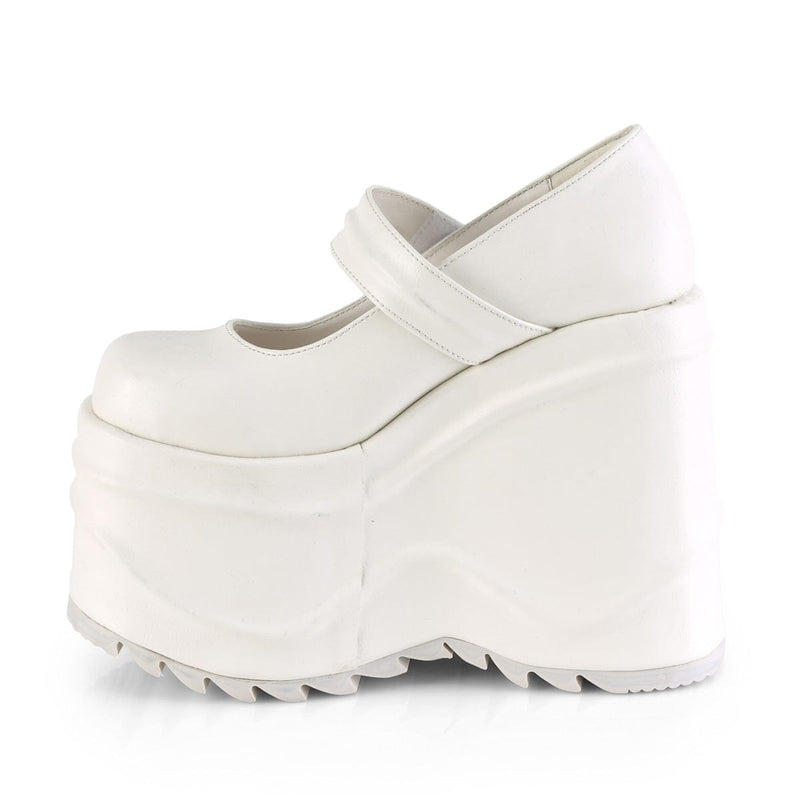 Demonia WAVE-32 Mary Jane (White Vegan Leather)