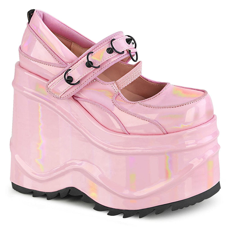 Demonia WAVE-48 Mary Jane (Baby Pink Hologram Patent)