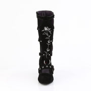 Demonia WHIMSY-118 Mid-Calf Boot (Black Vegan Suede)