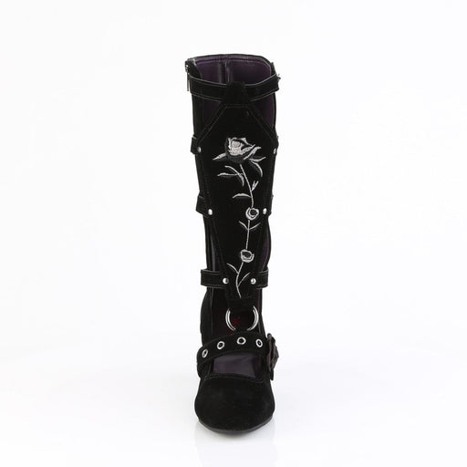 Demonia WHIMSY-118 Mid-Calf Boot (Black Vegan Suede)