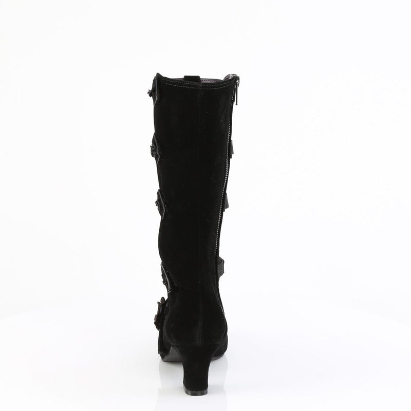 Demonia WHIMSY-118 Mid-Calf Boot (Black Vegan Suede)
