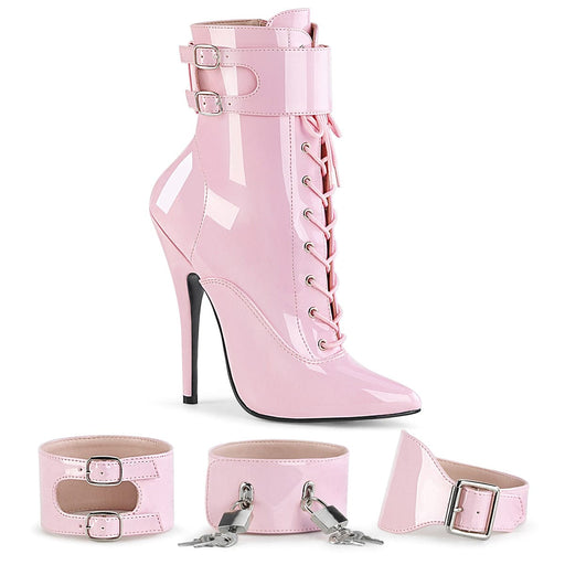 Devious DOMINA-1023 Ankle Boot (Baby Pink Patent)