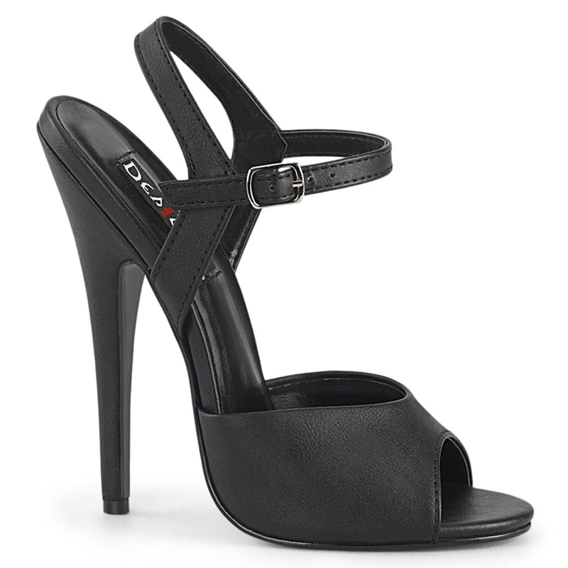 Devious DOMINA-109 Sandal (Black Faux Leather)