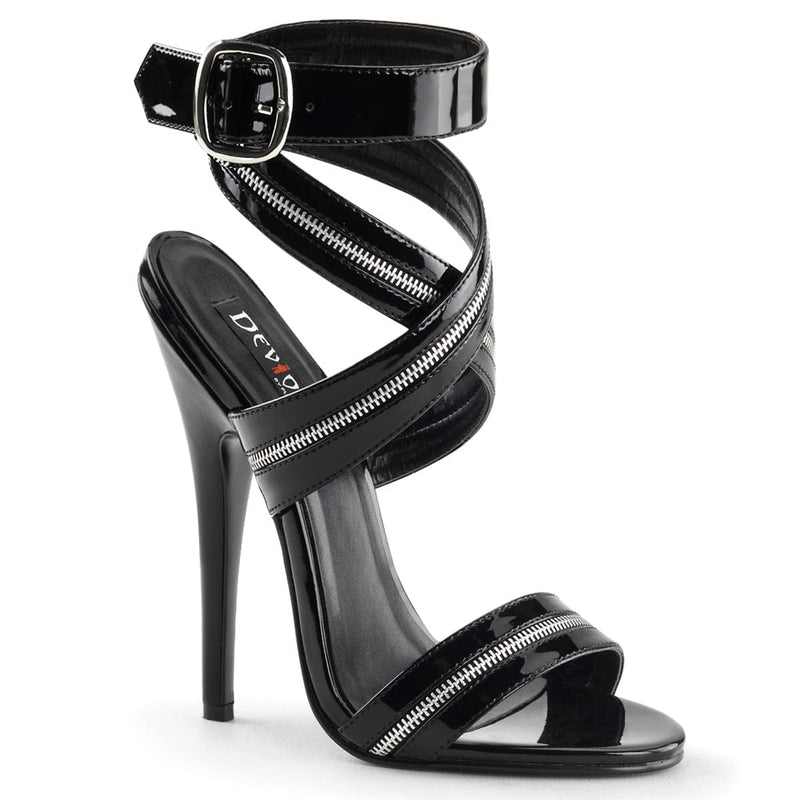 Devious DOMINA-119 Sandal (Black Patent)