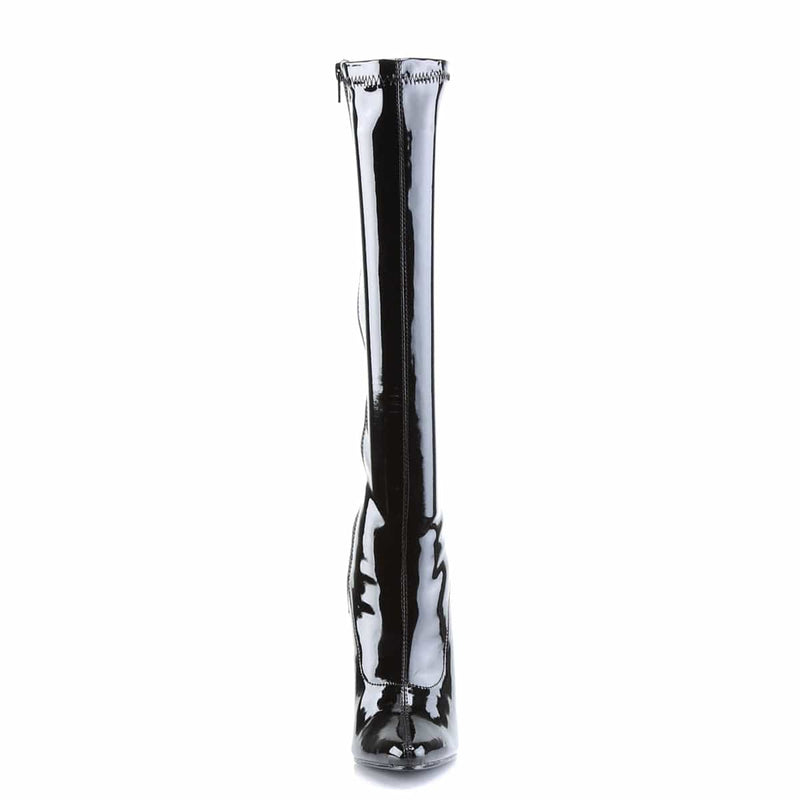 Devious DOMINA-2000 Knee High Boot (Black Stretch Patent)