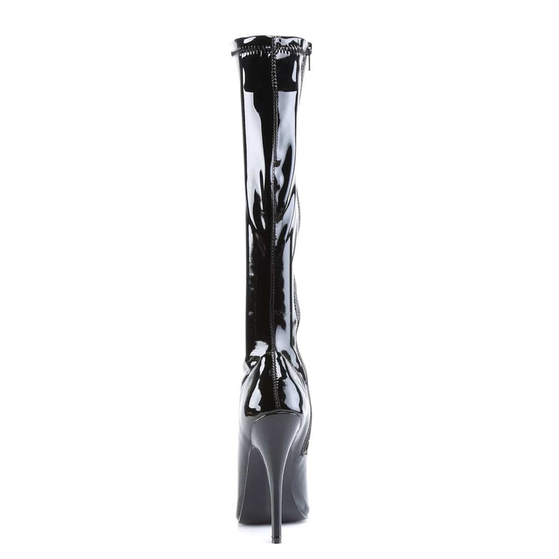 Devious DOMINA-2000 Knee High Boot (Black Stretch Patent)