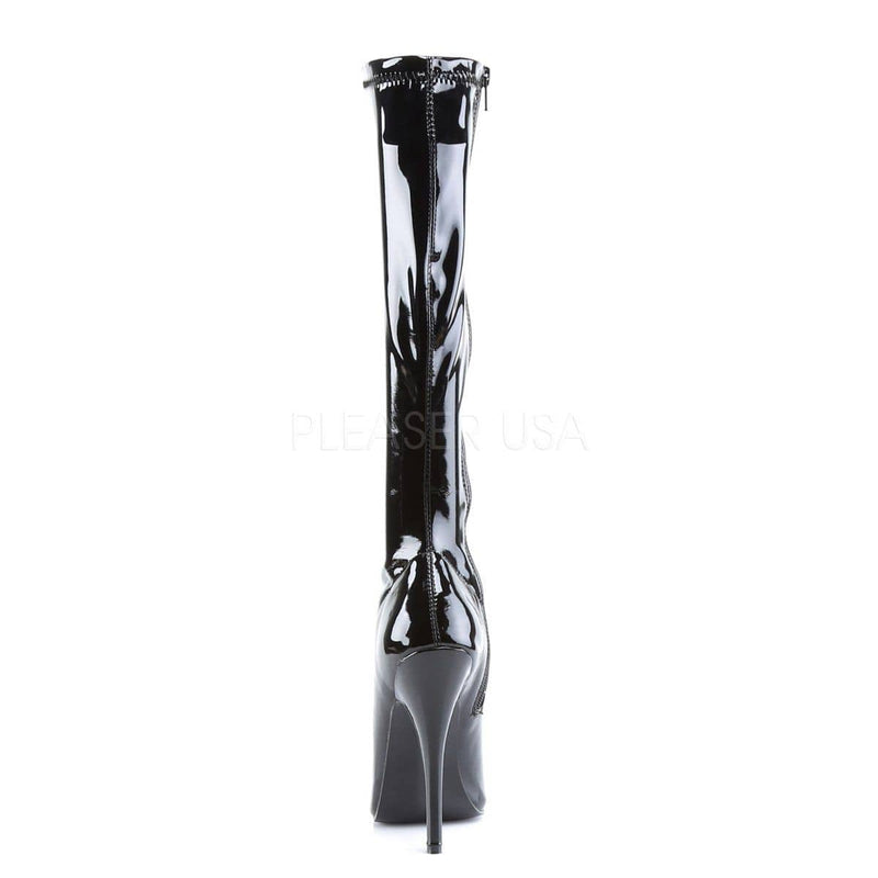Devious DOMINA-2000 Knee High Boot (Black Stretch Patent)